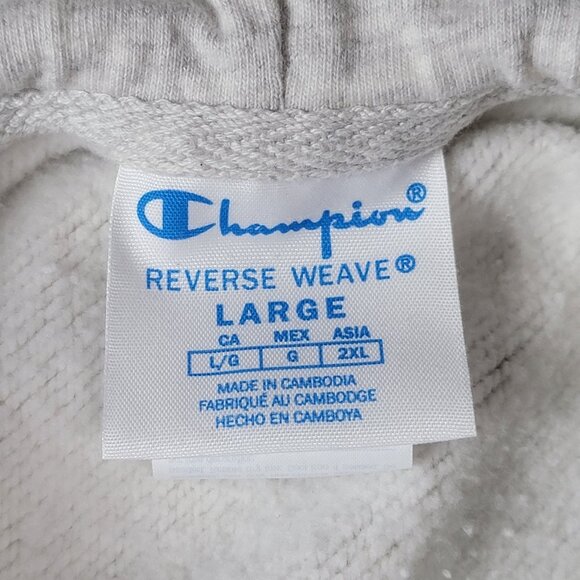Champion Reverse Weave Hoodie Mens Size Large Gray Torch Hooded Sweatshirt - Picture 7 of 9